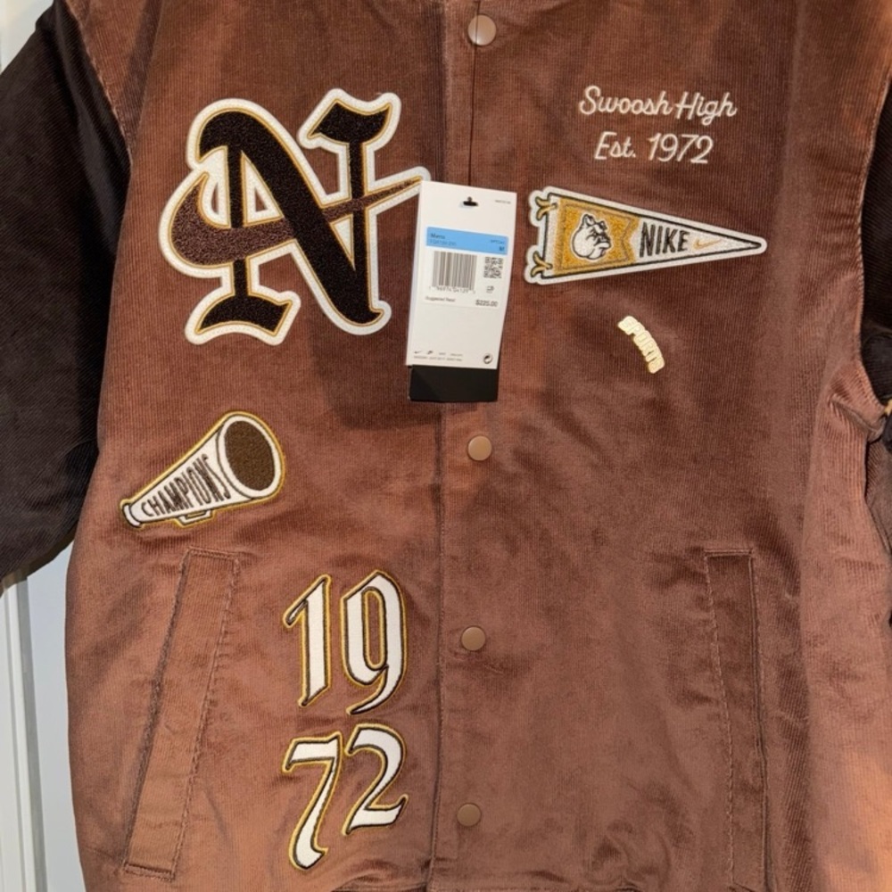 Nike air corduroy patch bomber jacket new with tags original